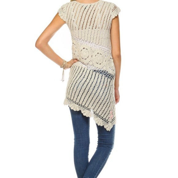 Women's BOHO Crochet Cover Up Tunic - Picture 4 of 4